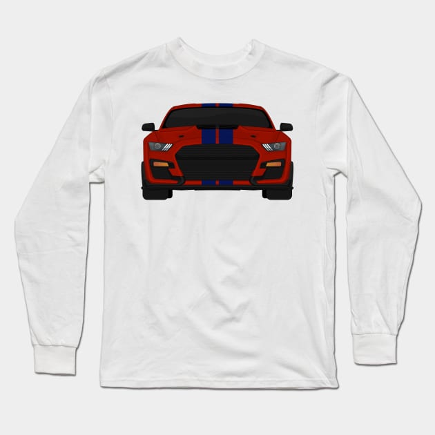 Shelby GT500 2020 Rapid-Red + Kona-Blue Stripes Long Sleeve T-Shirt by VENZ0LIC